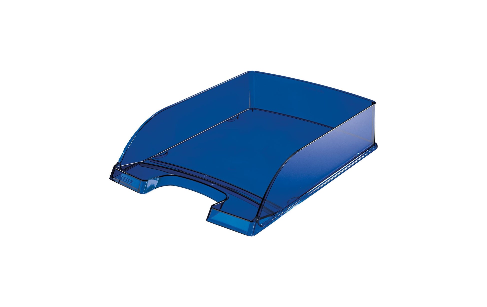 Leitz Briefkorb – mit Griffausschnitt, mit Beschriftungsfeld, glänzend, blau, B 255 × H 70 × T 357 mm