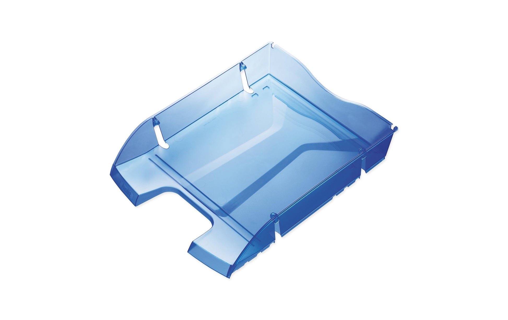Helit Briefkorb – mit Beschriftungsfeld, glänzend, blau transparent, B 275 × H 66 × T 355 mm