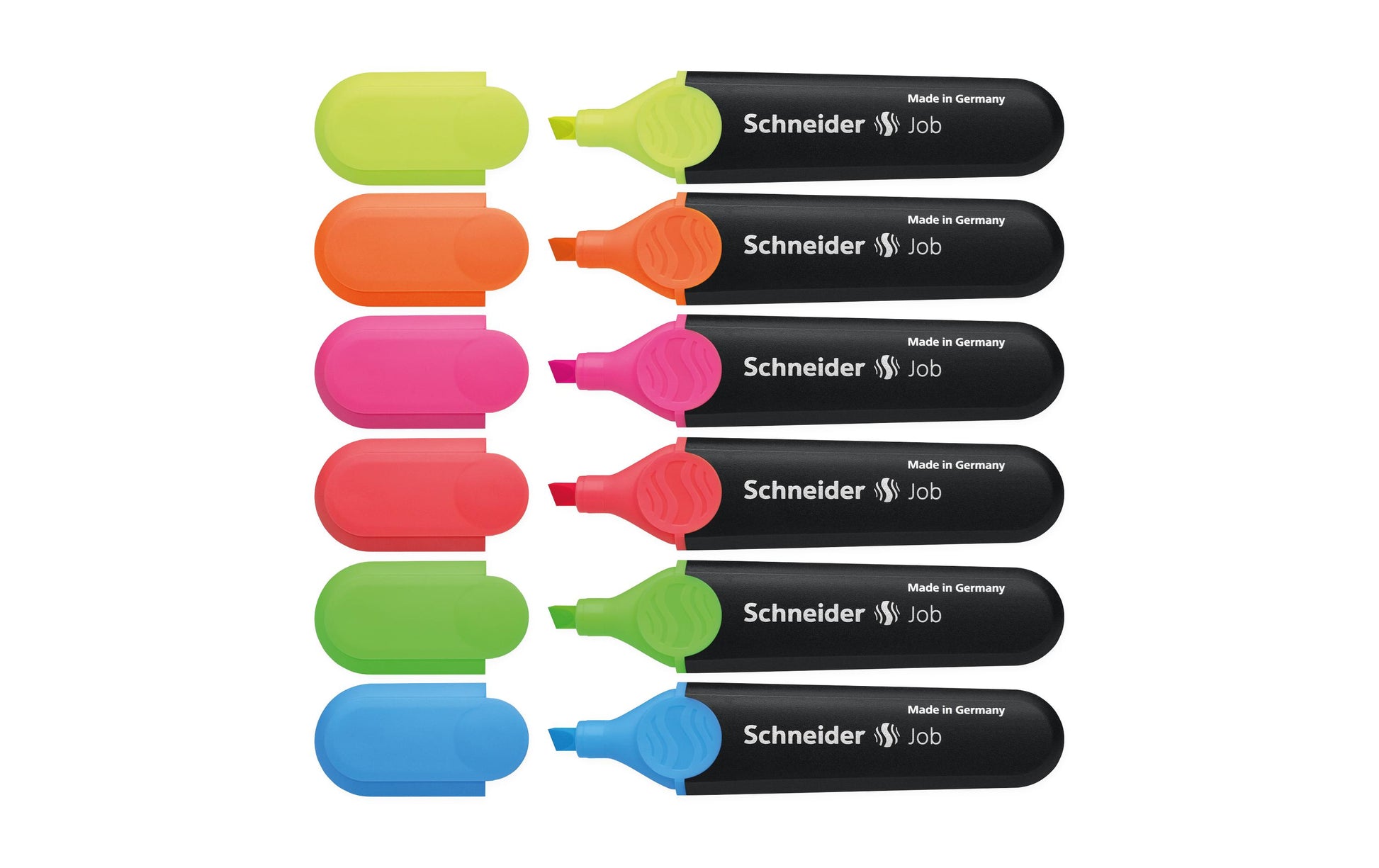 Schneider AG SCHNEIDER Textmarker – 6er Set, Farben: Blau/Grün/Orange …, Keilspitze 1–5 mm