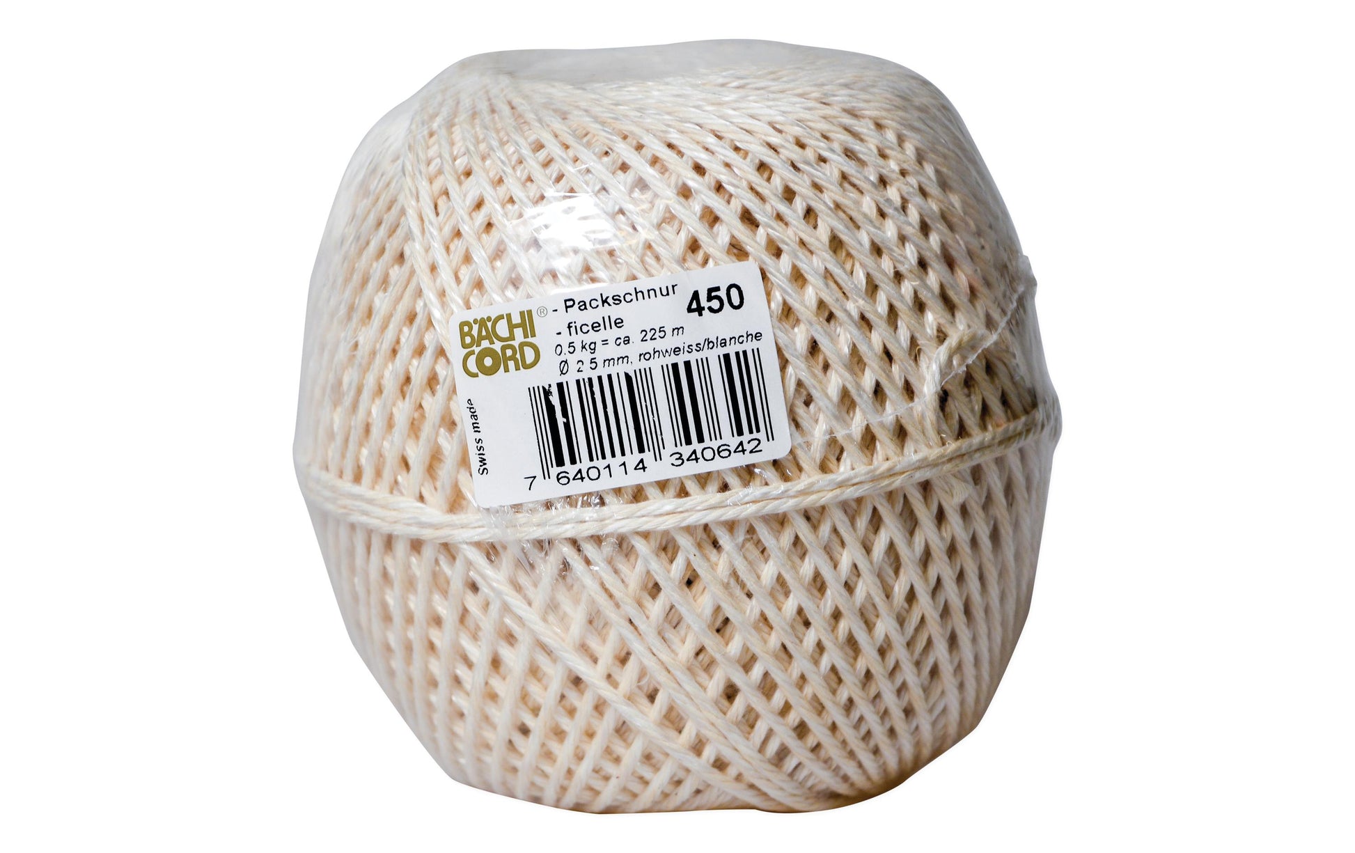 Baechi Cord Bächi-Cord – Kordel Recyclingfaser, weiss Ø 2,5 mm × 225 m