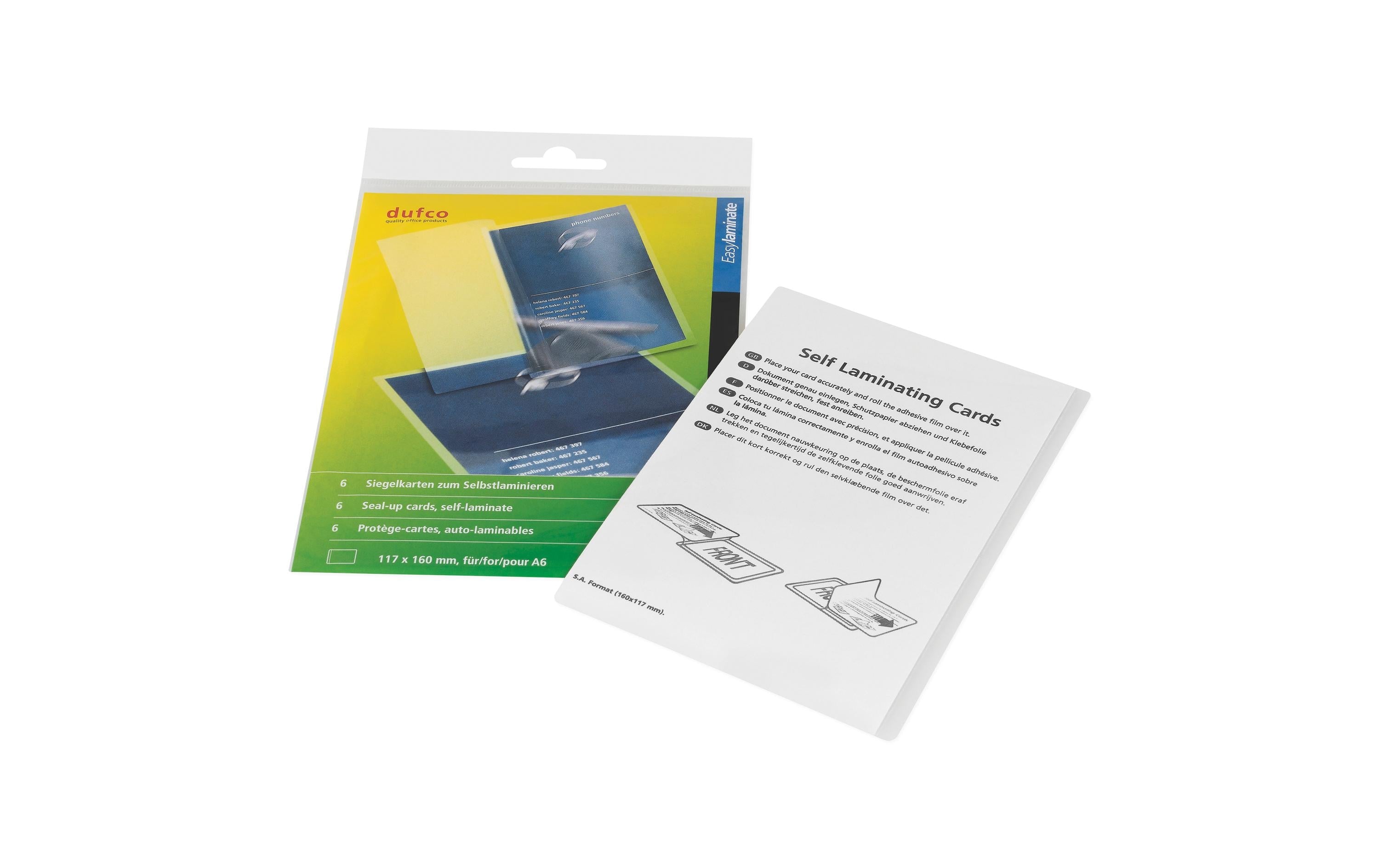 Dufco Schilder-/Laminierfolie Siegelkarte Transparent – selbstklebend, A6