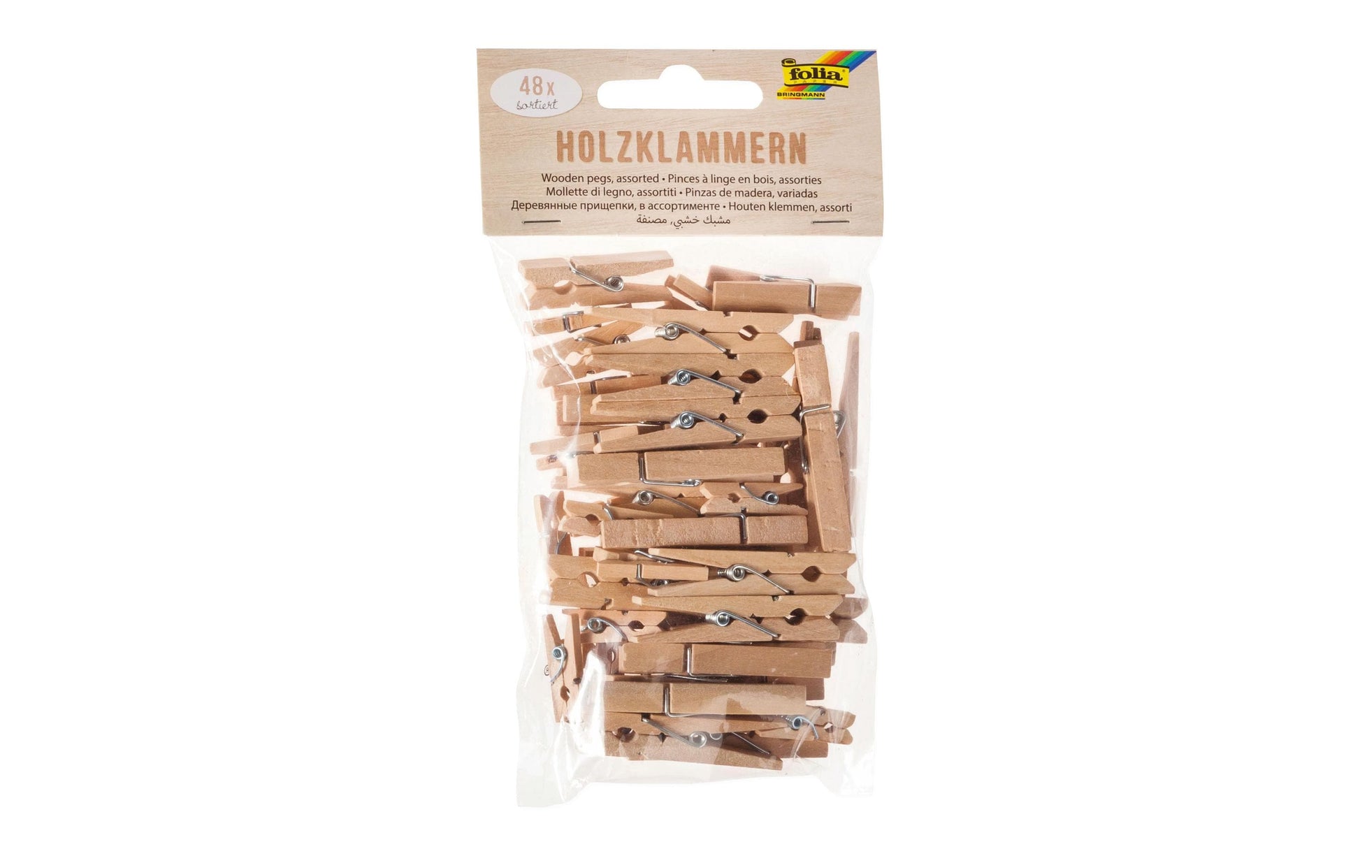 Folia Holzklammern – 48 Stück – Natur