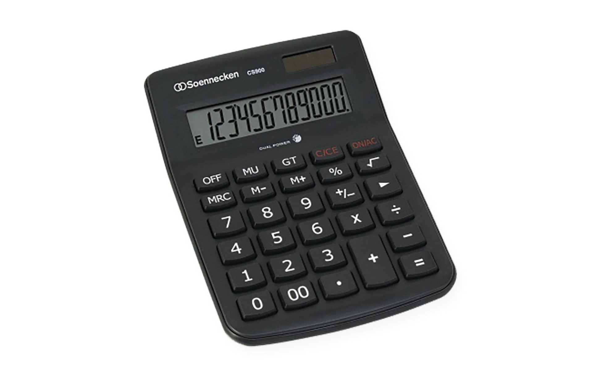 Soennecken Tischrechner CS900 – 12-stellig – Netz/Batterie – Schwarz