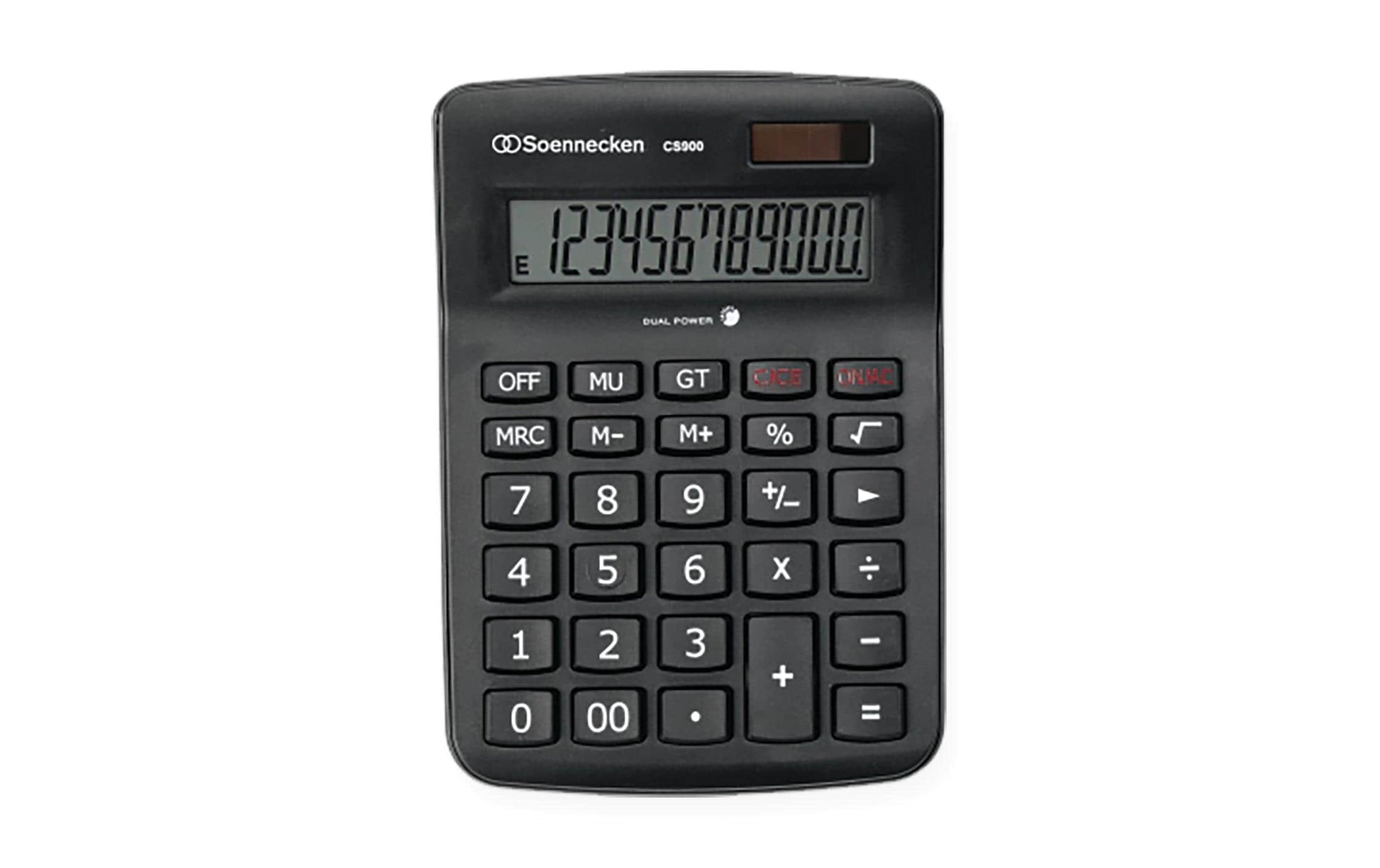 Soennecken Tischrechner CS900 – 12-stellig – Netz/Batterie – Schwarz