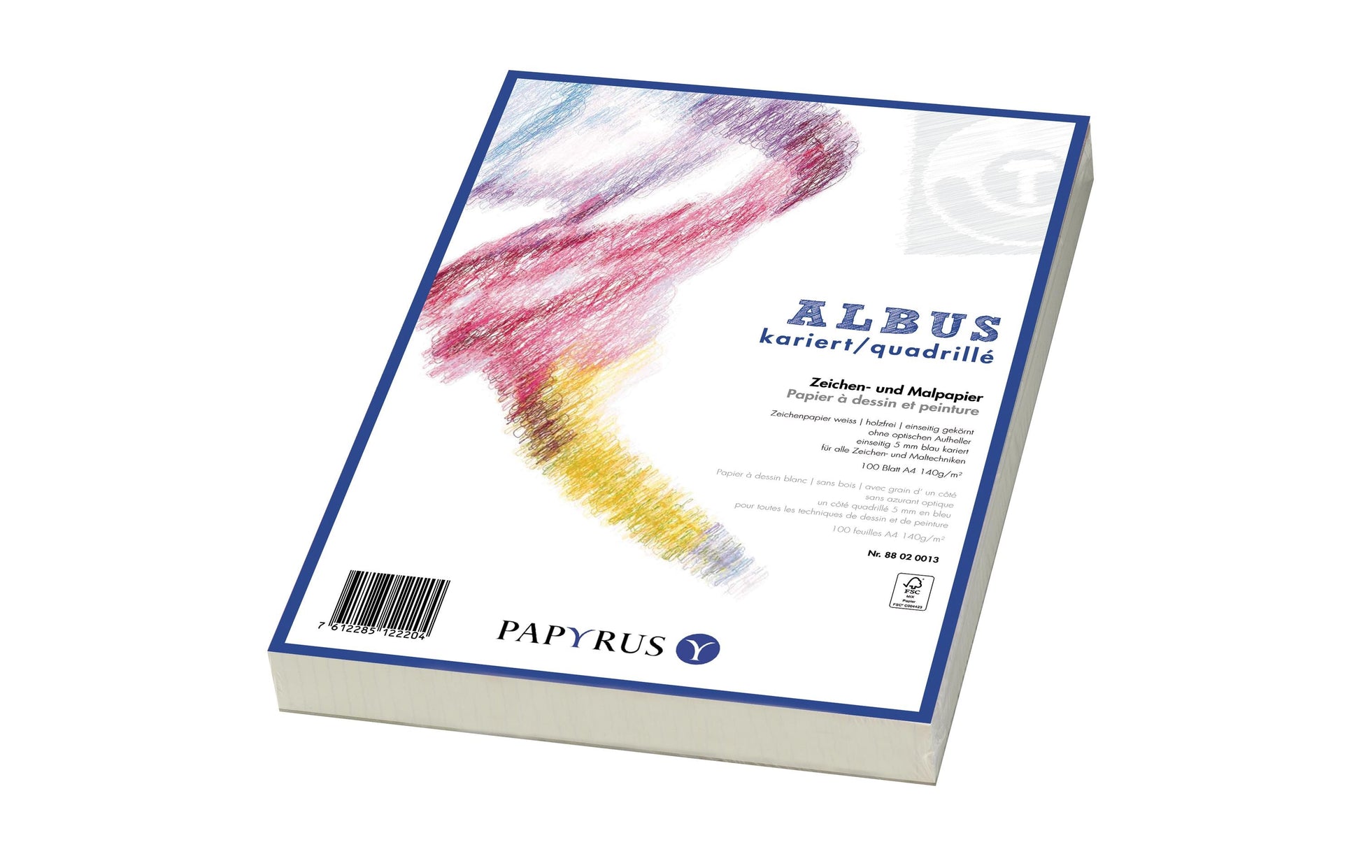 Papyrus Zeichenpapier – A4, 160 g/m², weiss, 5 mm kariert, 100 Blatt – FSC
