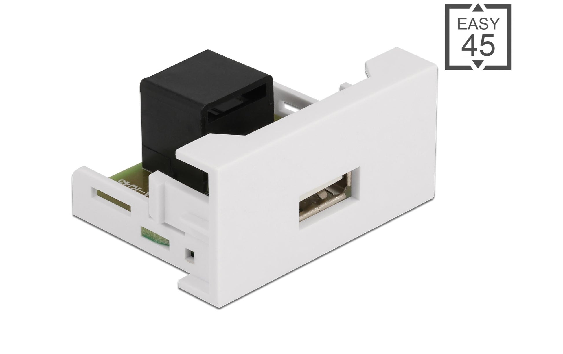 DeLOCK Easy 45 Modul 22,5 × 45 mm Netzwerkadapter USB-A zu RJ-45 – USB 2.0 (480 Mbit/s), Weiss