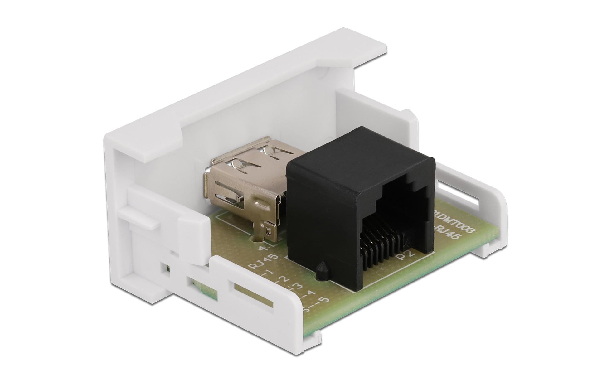 DeLOCK Easy 45 Modul 22,5 × 45 mm Netzwerkadapter USB-A zu RJ-45 – USB 2.0 (480 Mbit/s), Weiss