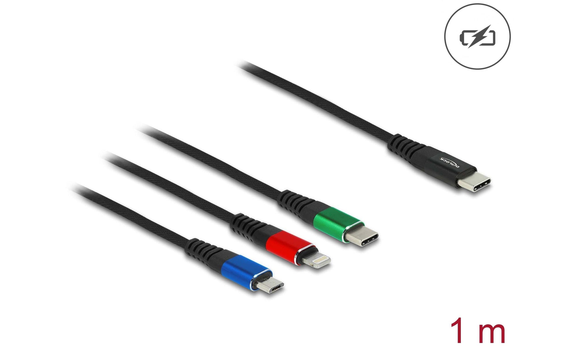 DeLOCK Multi-Kabel – 3-in-1 USB-C auf USB-C/Micro-USB/Lightning 1 m – für iPhone/Android