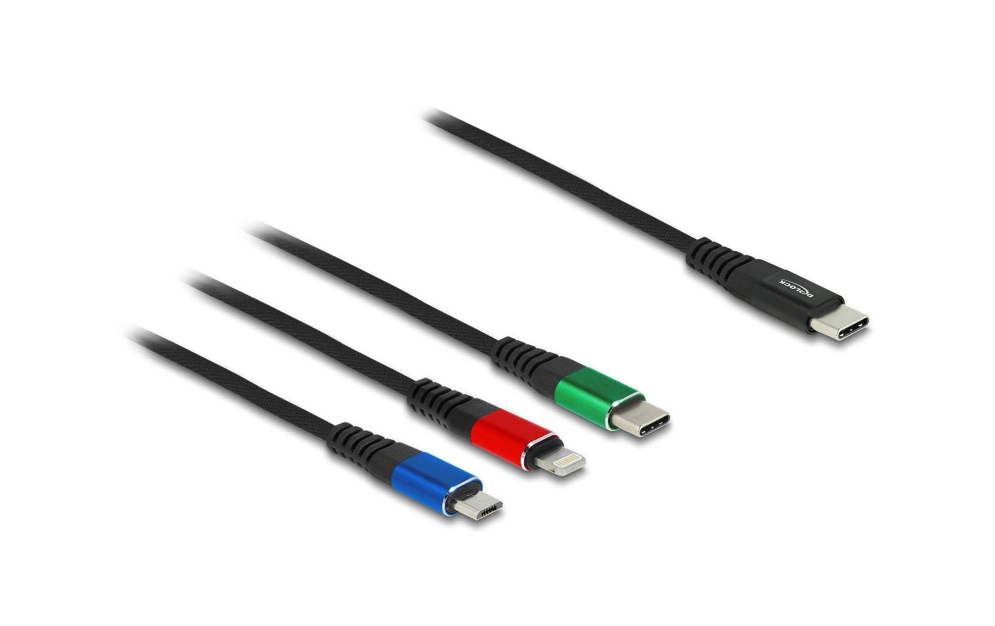 DeLOCK Multi-Kabel – 3-in-1 USB-C auf USB-C/Micro-USB/Lightning 0,3 m – für iPhone/Android
