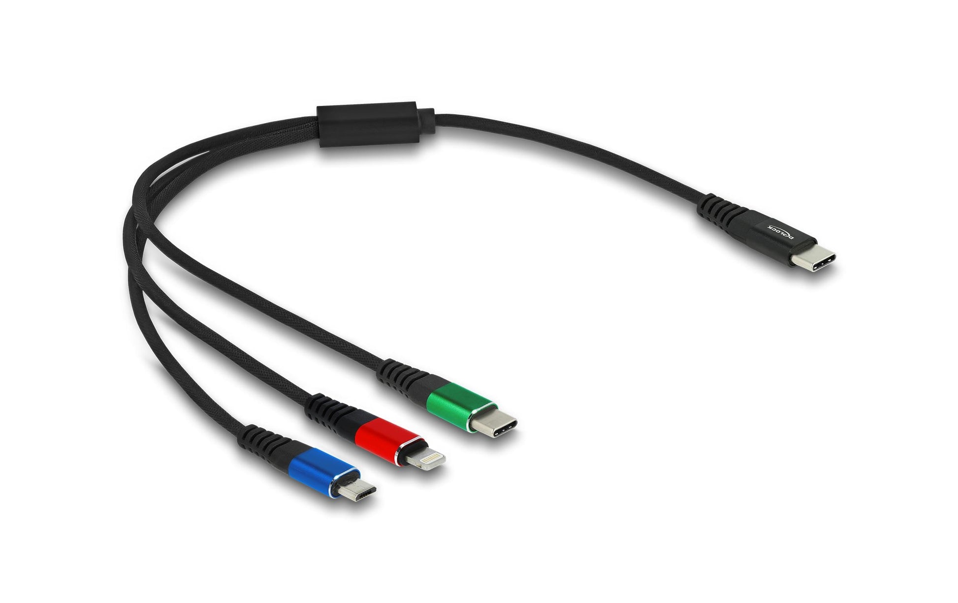 DeLOCK Multi-Kabel – 3-in-1 USB-C auf USB-C/Micro-USB/Lightning 0,3 m – für iPhone/Android