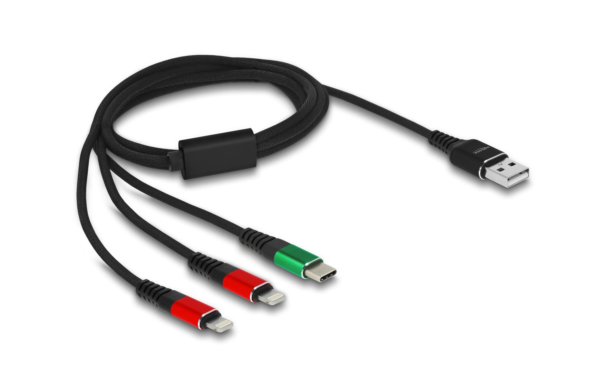 DeLOCK Multi-Kabel – 3-in-1 USB-A auf USB-C/Lightning 1 m – für iPhone/Android