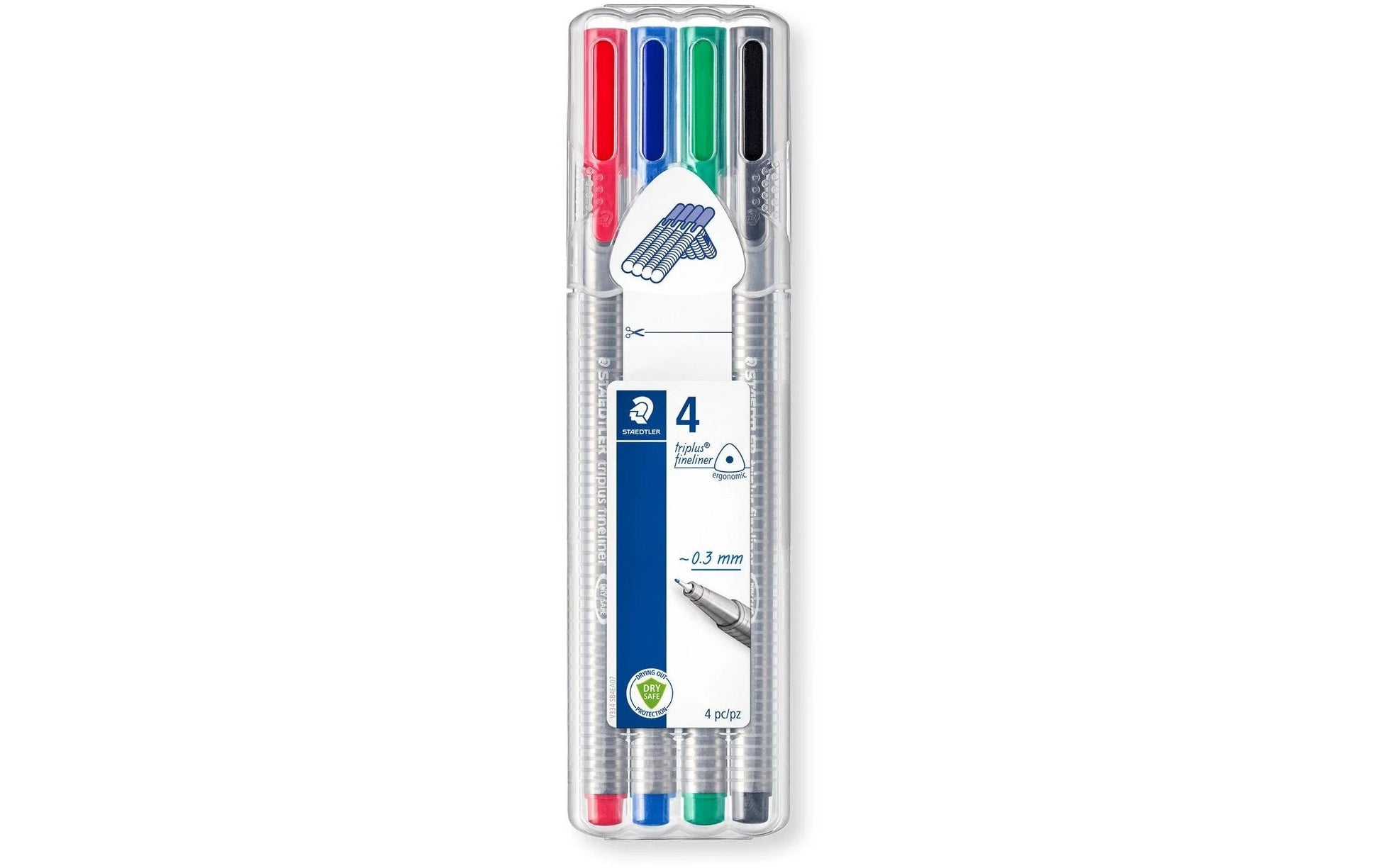 STAEDTLER triplus Fineliner Etui – 0,3 mm, schwarz, blau, grün, rot
