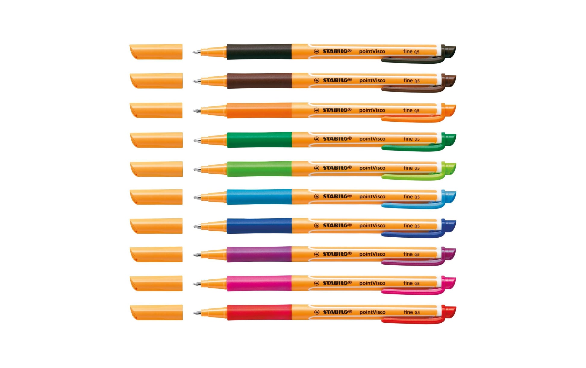 STABILO pointVisco 1099/58 – Tintenroller, 0,5 mm, violett, mit Kappe, Kunststoff, orange