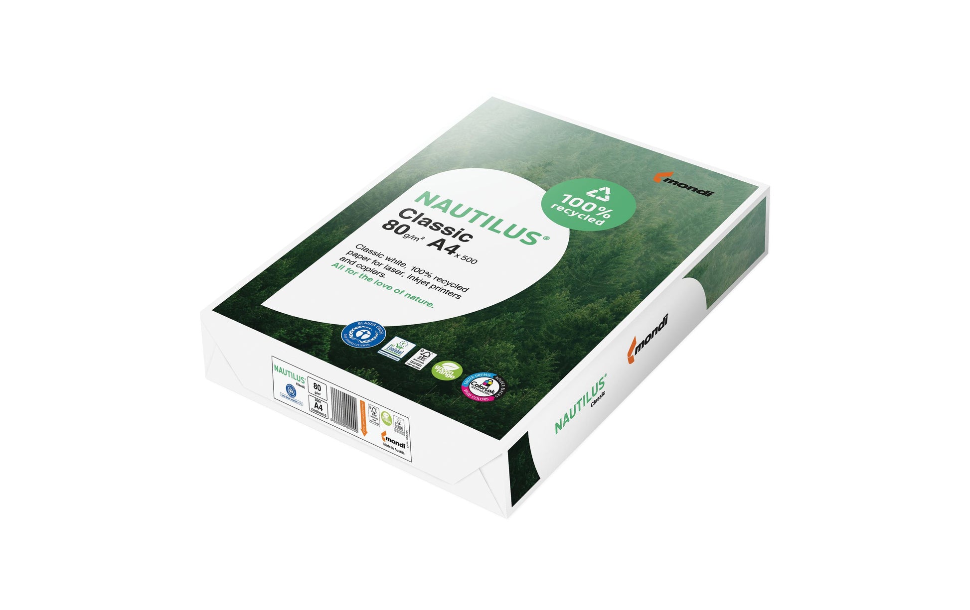 Nautilus Kopierpapier – A4, 80 g/m², CIE 112 – für Inkjet/Laser/Kopierer – FSC – 500 Blatt