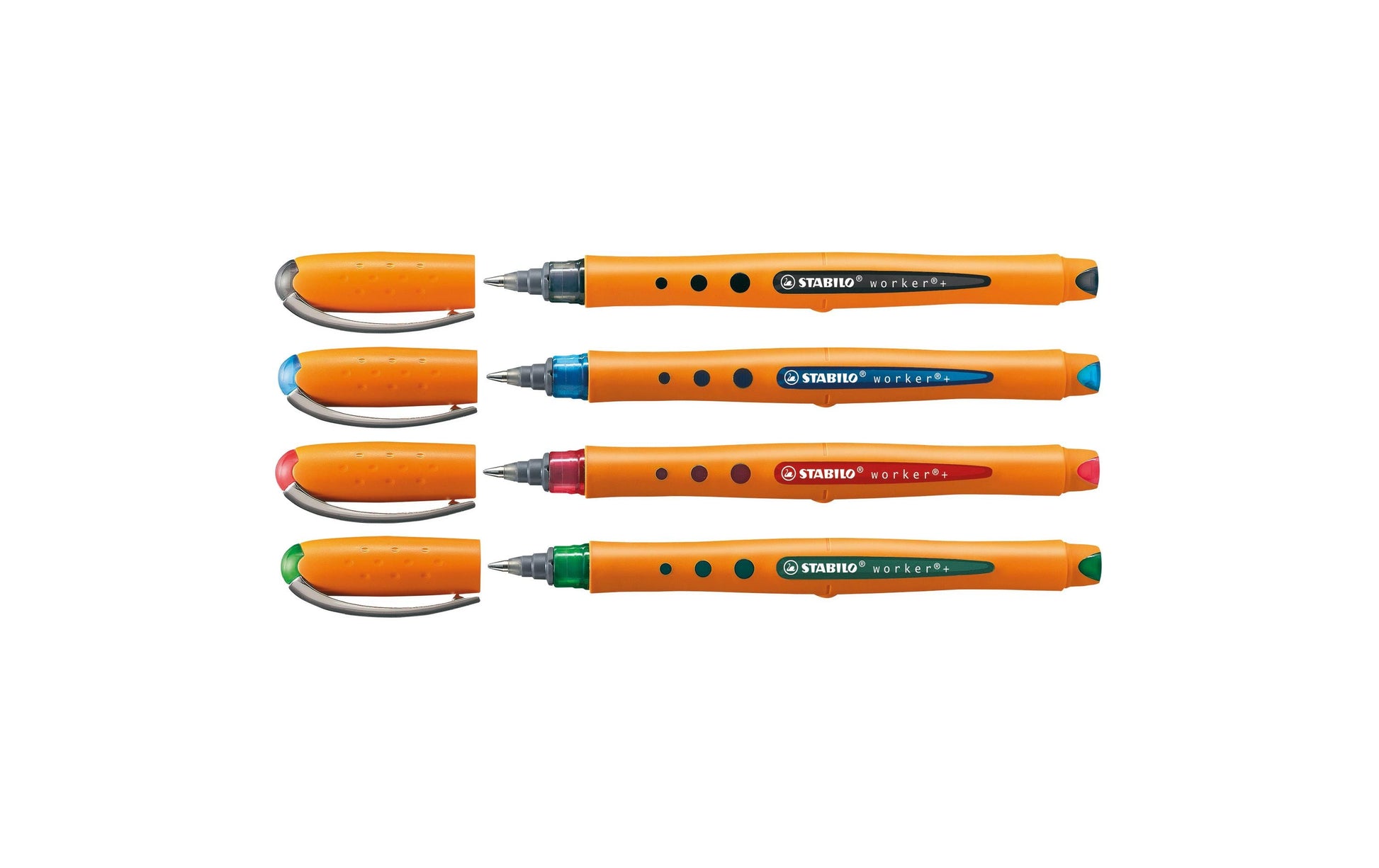 STABILO worker+ – Tintenroller, mit Kappe, 0,5 mm, grün