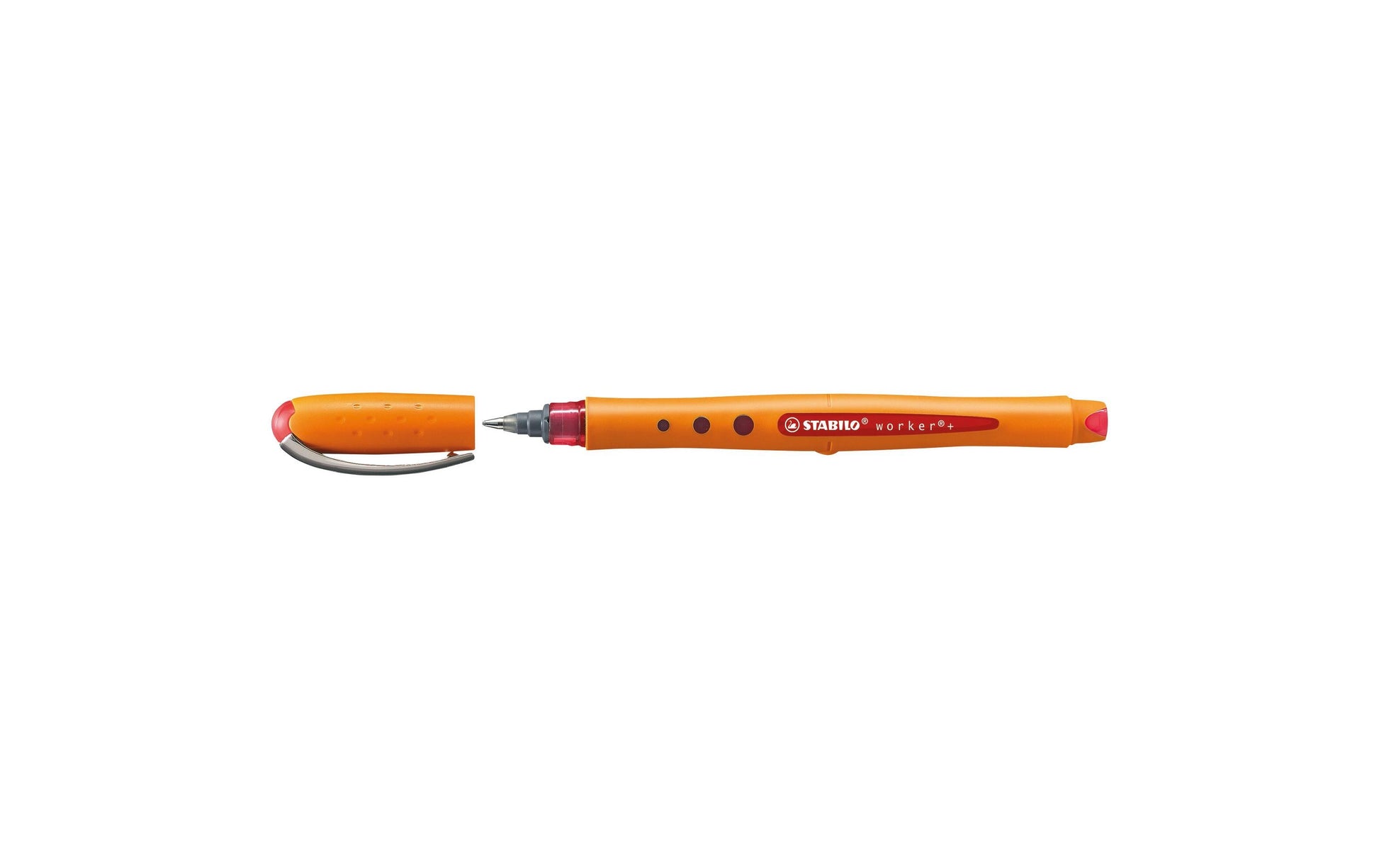 STABILO worker+ – Tintenroller, mit Kappe, 0,5 mm, rot