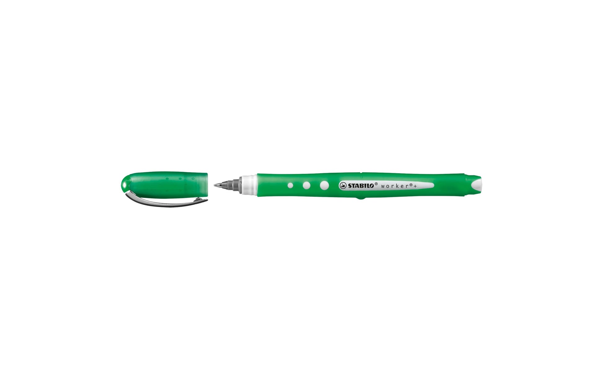 STABILO worker+ colorful – Tintenroller, mit Kappe, 0,5 mm, grün, für Linkshänder