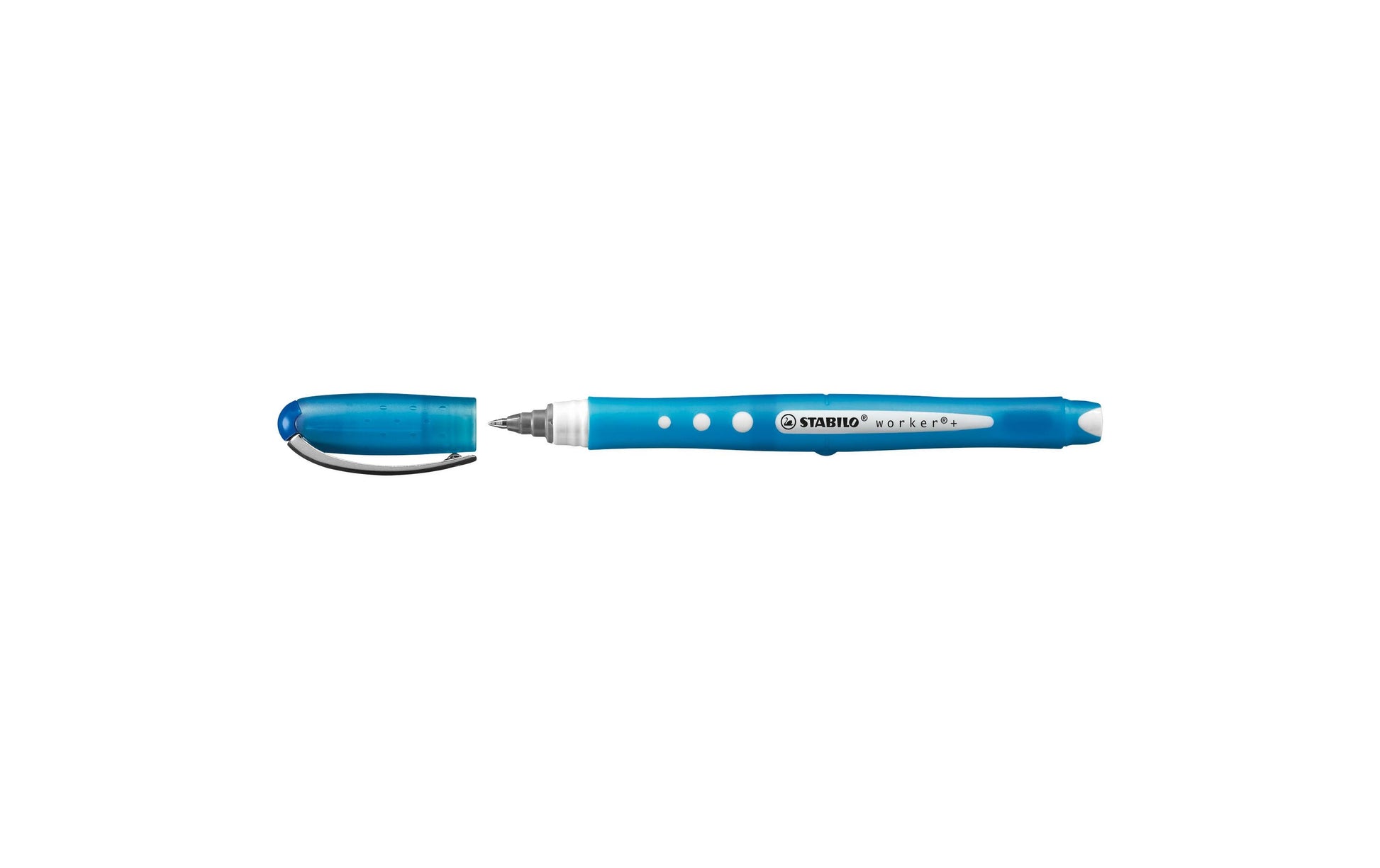 STABILO worker+ colorful – Tintenroller, mit Kappe, 0,5 mm, blau, für Linkshänder