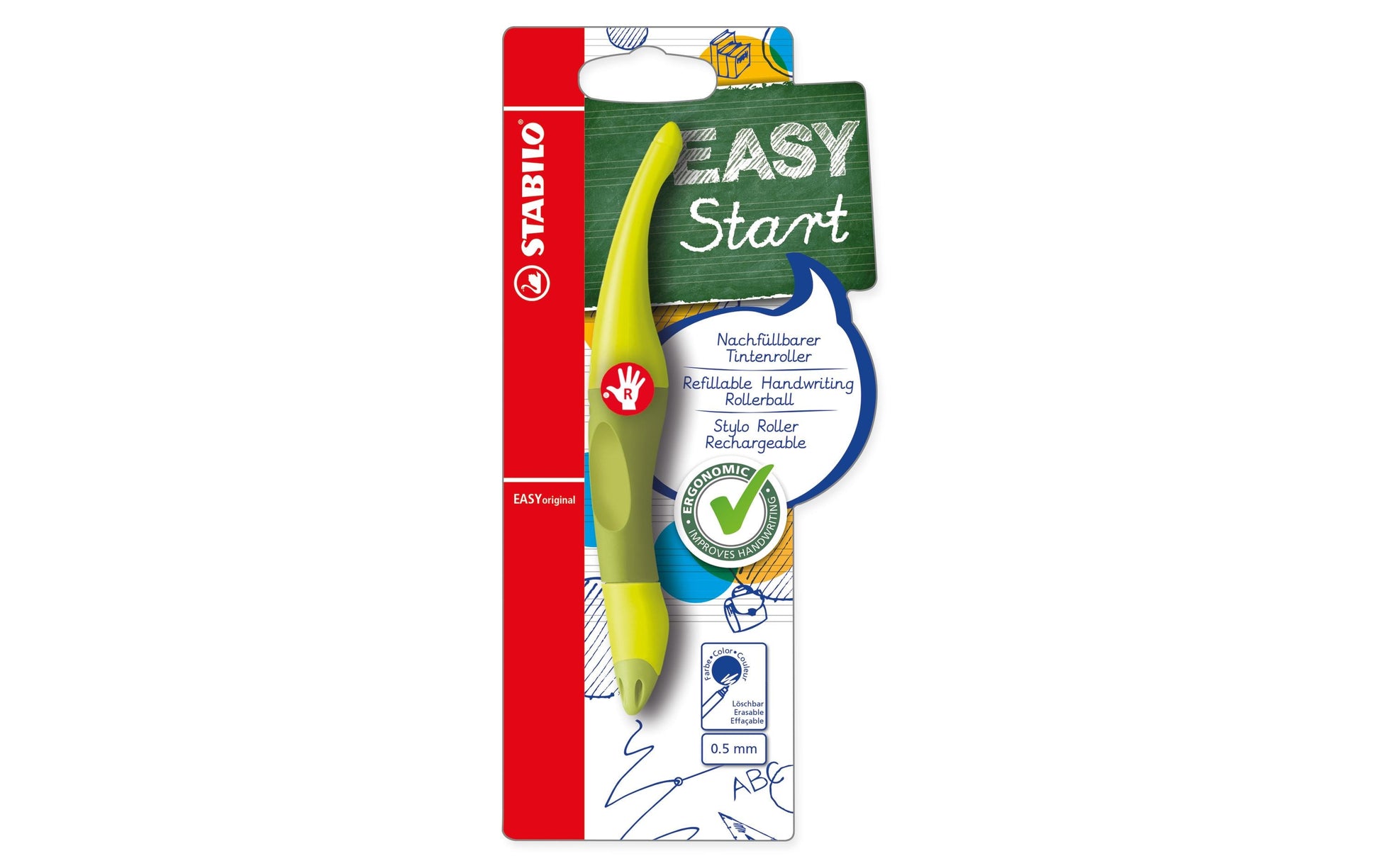 STABILO EASYoriginal Start – Tintenroller, mit Kappe, 0,5 mm, Blau, für Rechtshänder