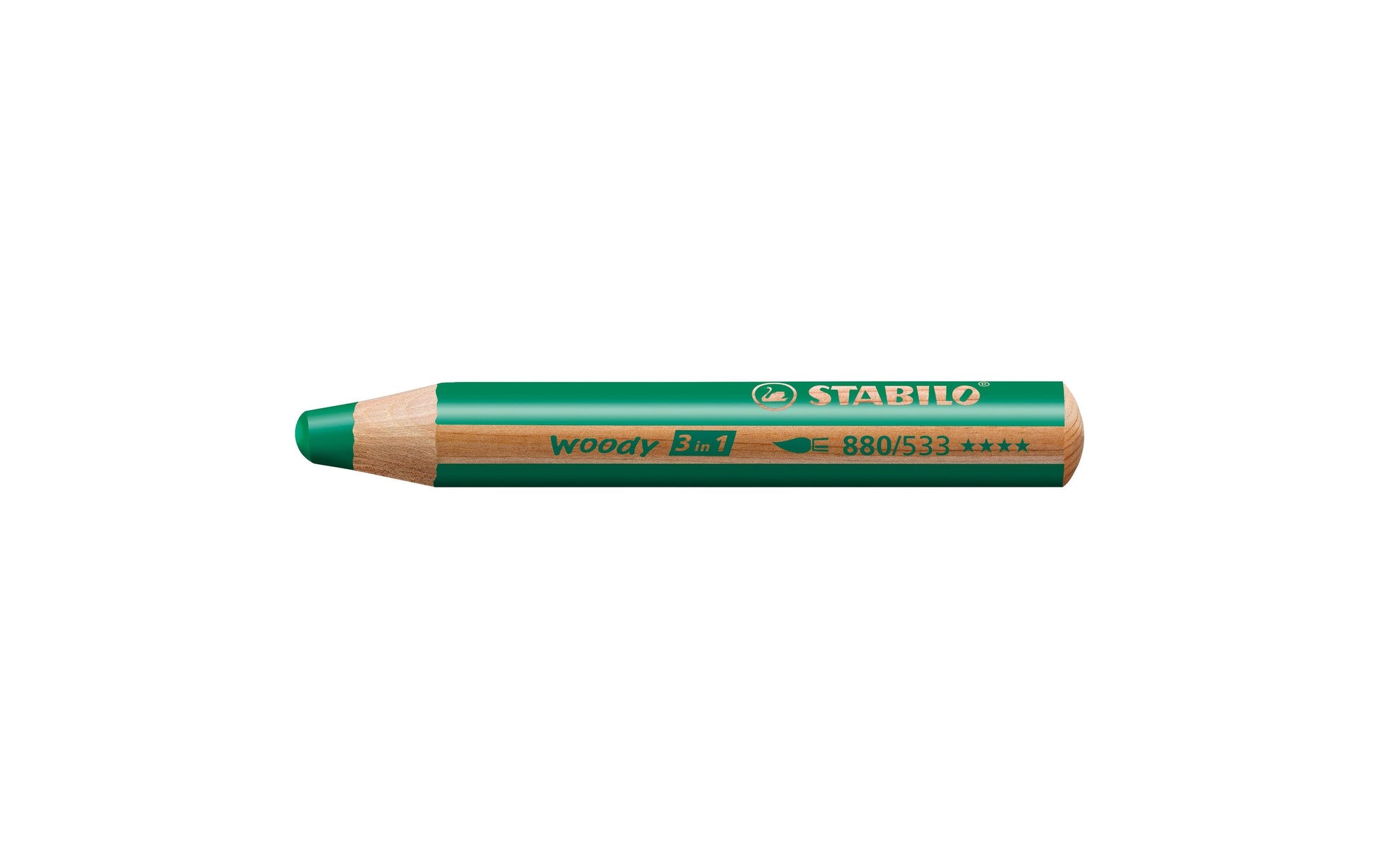 STABILO Buntstifte Woody 3 in 1 – 3-in-1, Minen-Ø 10 mm, 5 Stk., grün