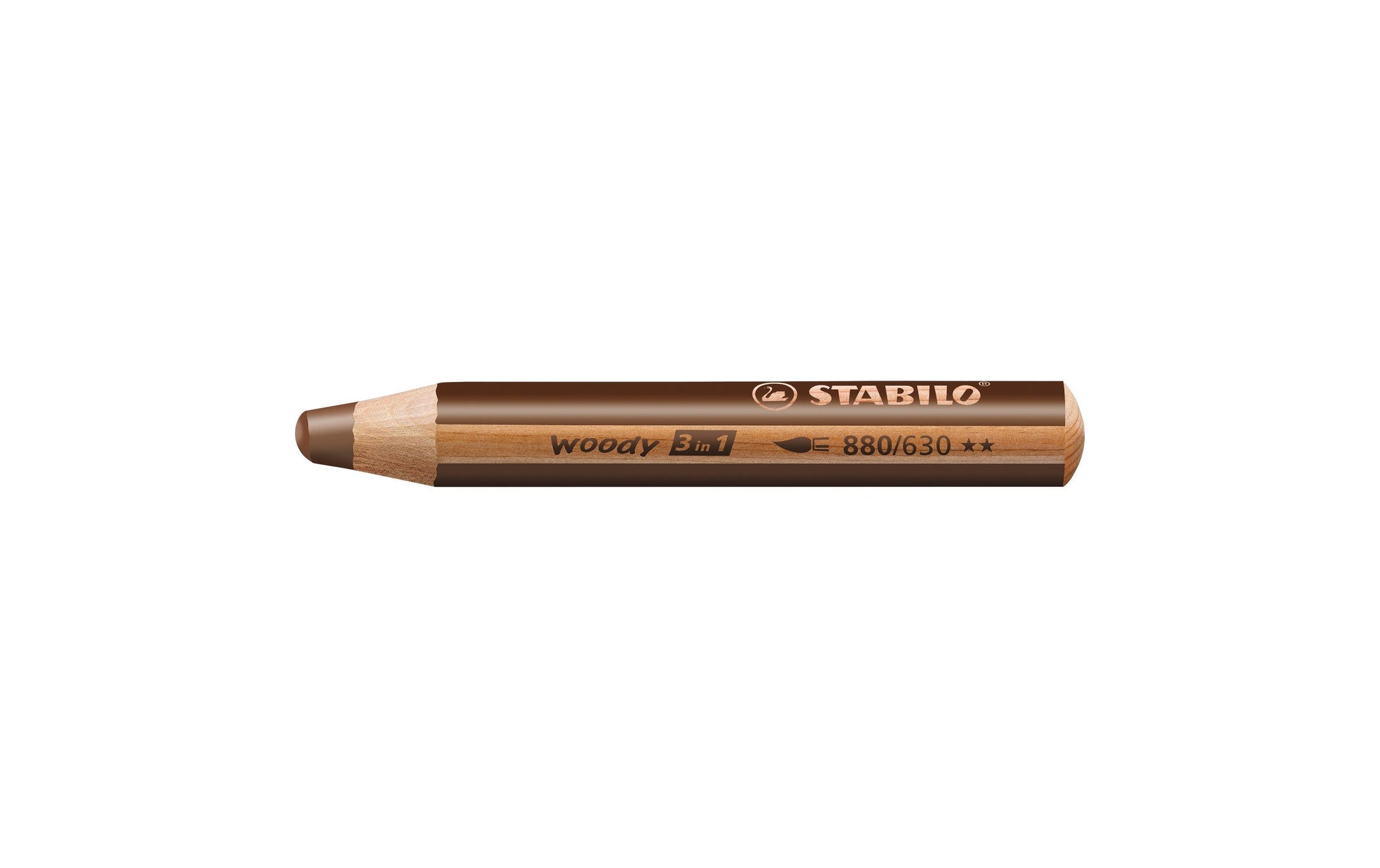 STABILO Buntstifte woody 3 in 1 – 3-in-1, rund, Minen-Ø 10 mm, Einzelstift braun