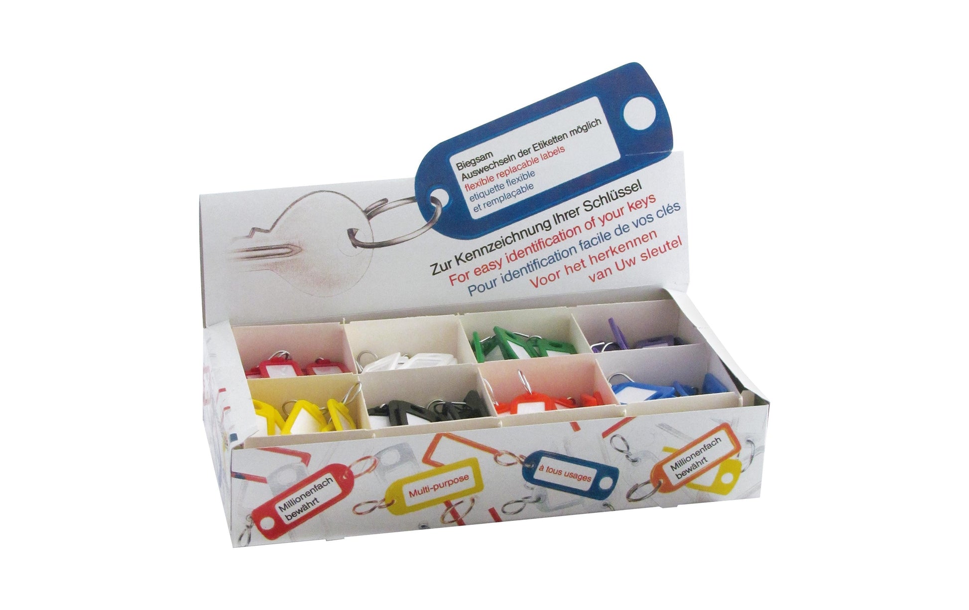 Rieffel Schlüsselanhänger – Kunststoff, Mehrfarbig, 22 × 55 mm, 200er-Pack