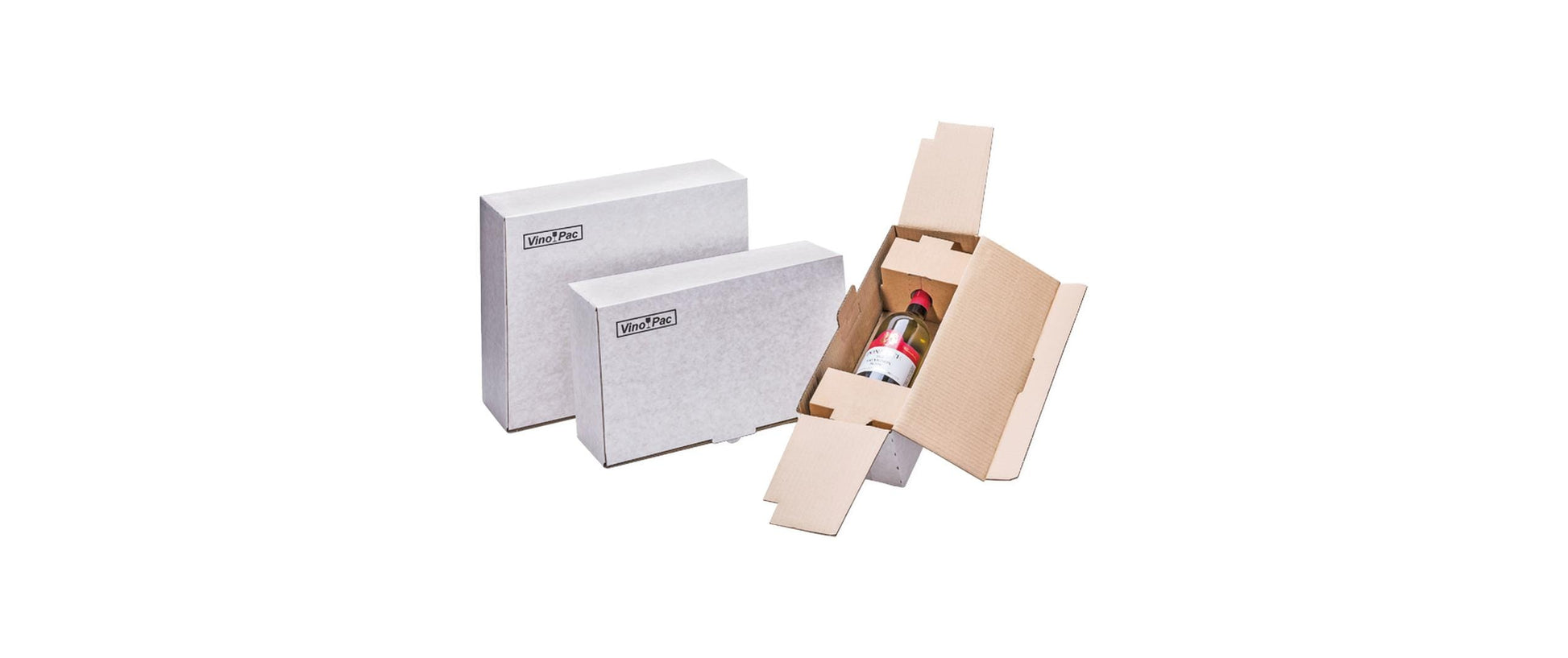 Brieger Versandkarton VinoPac – für 1 Flasche – 332 × 113 × 93 mm, weiss – 1 Stk.