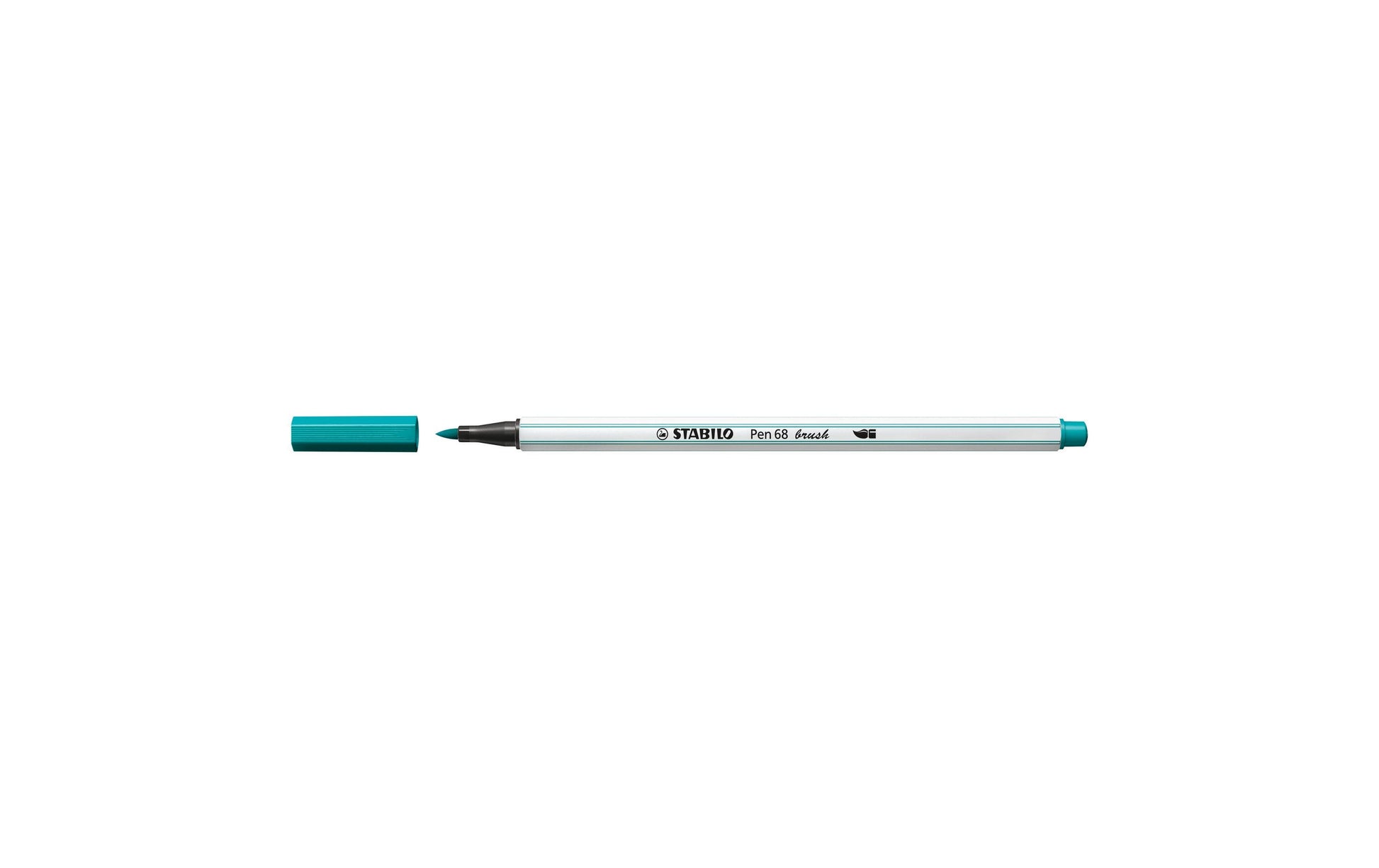STABILO Pen 68 Brush Filzstift – Pinselspitze, 1 mm, wasservermalbar, türkisblau