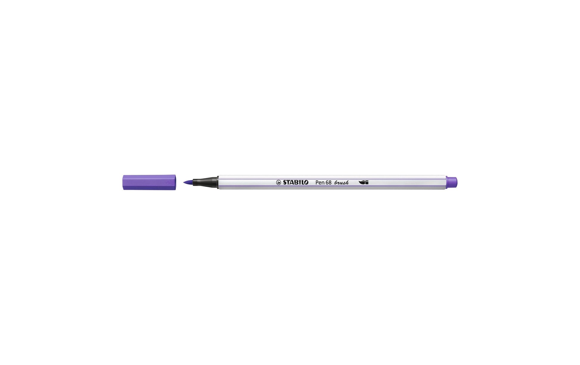 STABILO Pen 68 Brush Filzstift – Pinselspitze, 1 mm, wasservermalbar, Violett