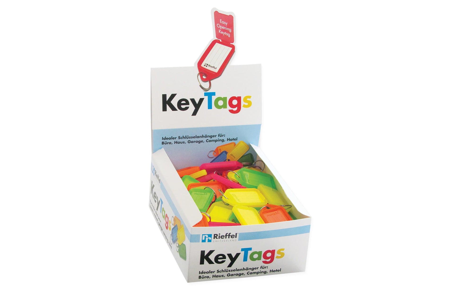 Rieffel Schlüsselschild KeyTag – Kunststoff, Mehrfarbig, Innenmass 38 × 22 mm, 100er-Pack