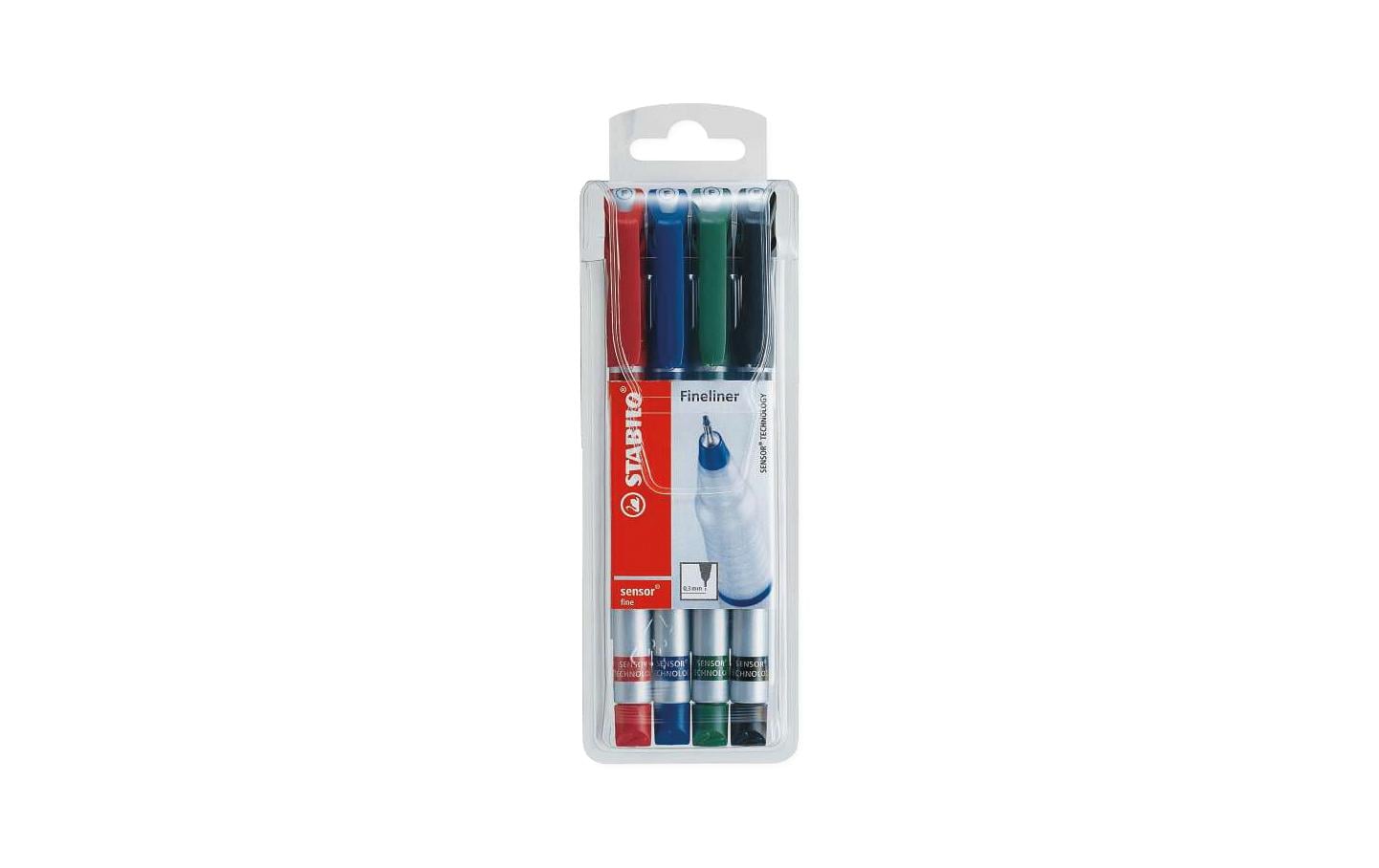 STABILO Sensor F Fineliner – 4er-Set 0,3 mm – 4 Farben, sortiert