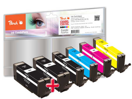 Peach PGI-550/CLI-551 Tintenpatronen-Multipack, 6er-Set (Kompatibel) – für Canon Pixma iP7250/iP8750, MX925