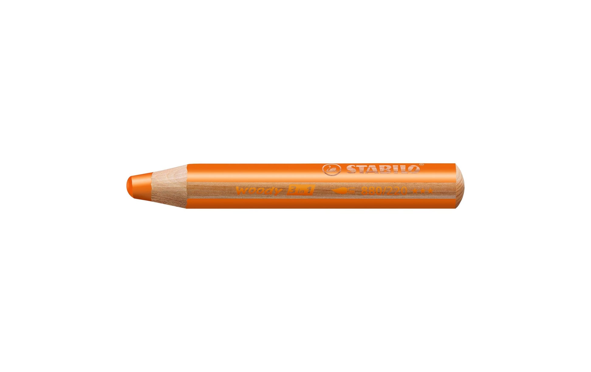 STABILO Buntstifte woody 3 in 1 – 3-in-1, rund, Minen-Ø 10 mm, Einzelstift orange