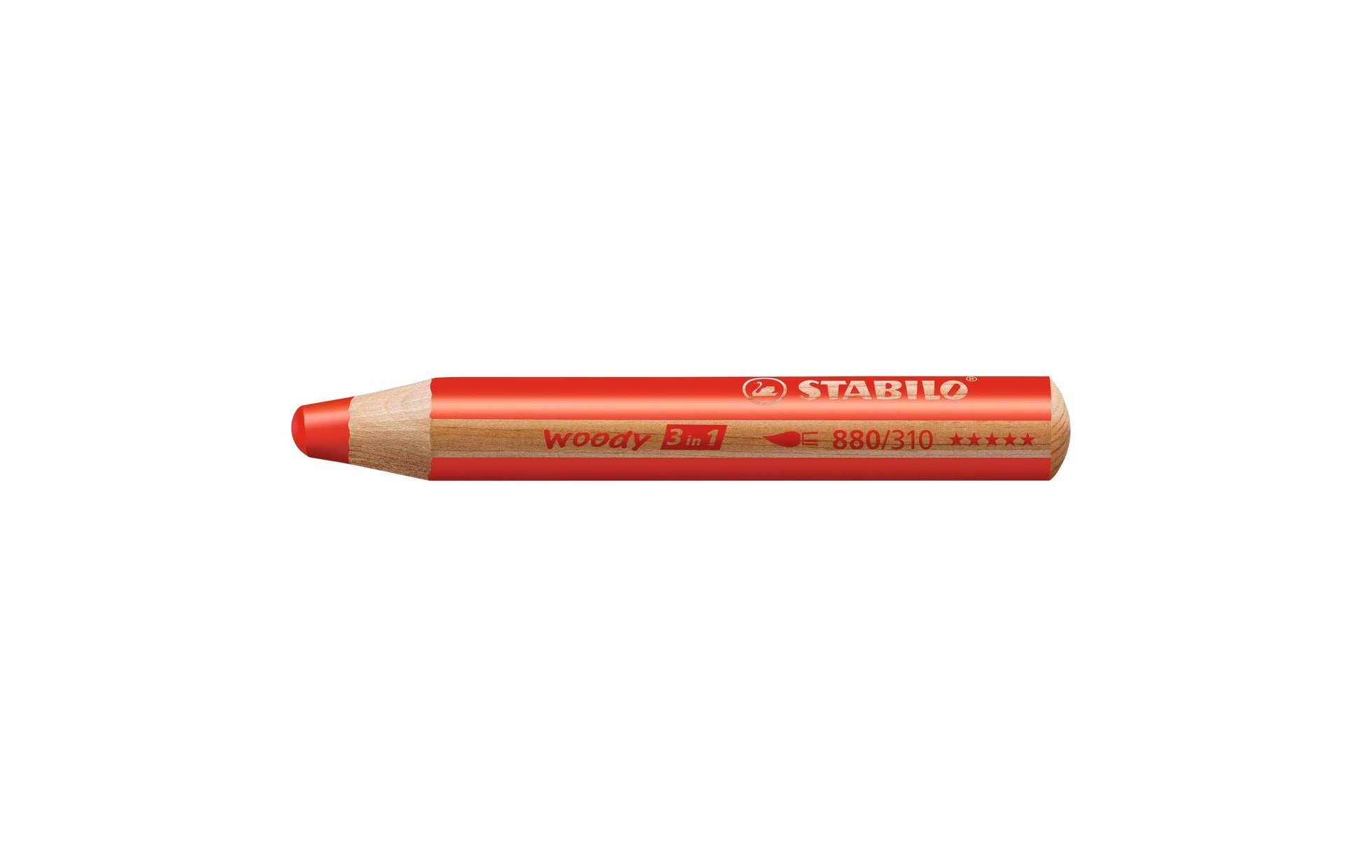 STABILO Buntstifte woody 3 in 1 – 3-in-1, rund, Minen-Ø 10 mm, Einzelstift rot