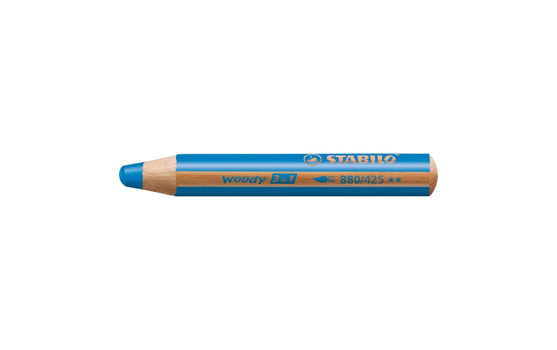 STABILO Buntstifte woody 3 in 1 – 3-in-1, rund, Minen-Ø 10 mm, Einzelstift mittelblau