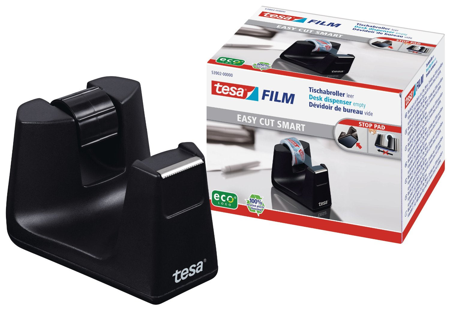 tesa Tischabroller Easy Cut Smart – für Rollenbreite bis 19 mm, für Bandlänge bis 33 m, rutschfest
