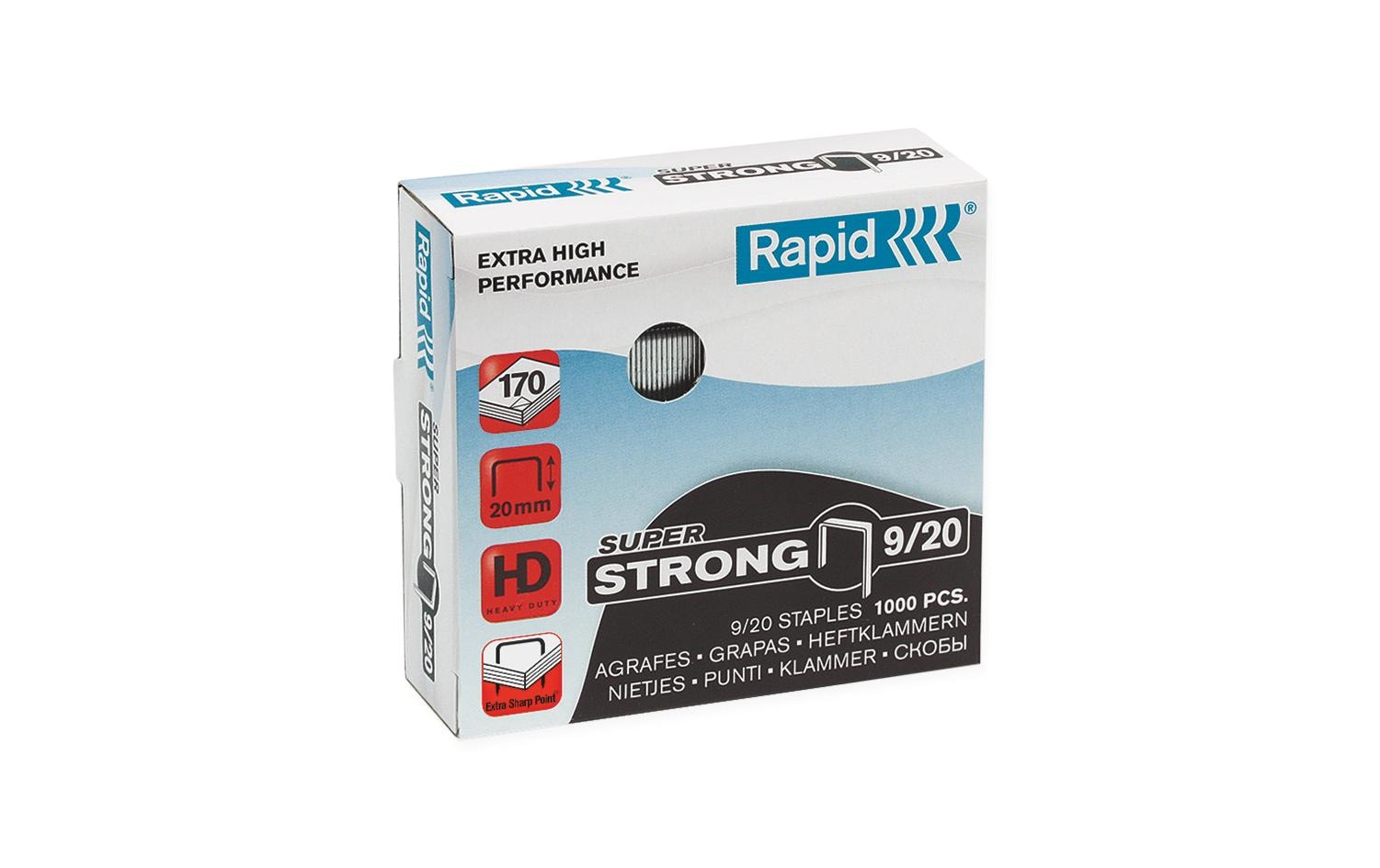 Rapid Heftklammern 9/20 – für Rapid HD170, HD210 – Metall, silber – 1000 Stk.
