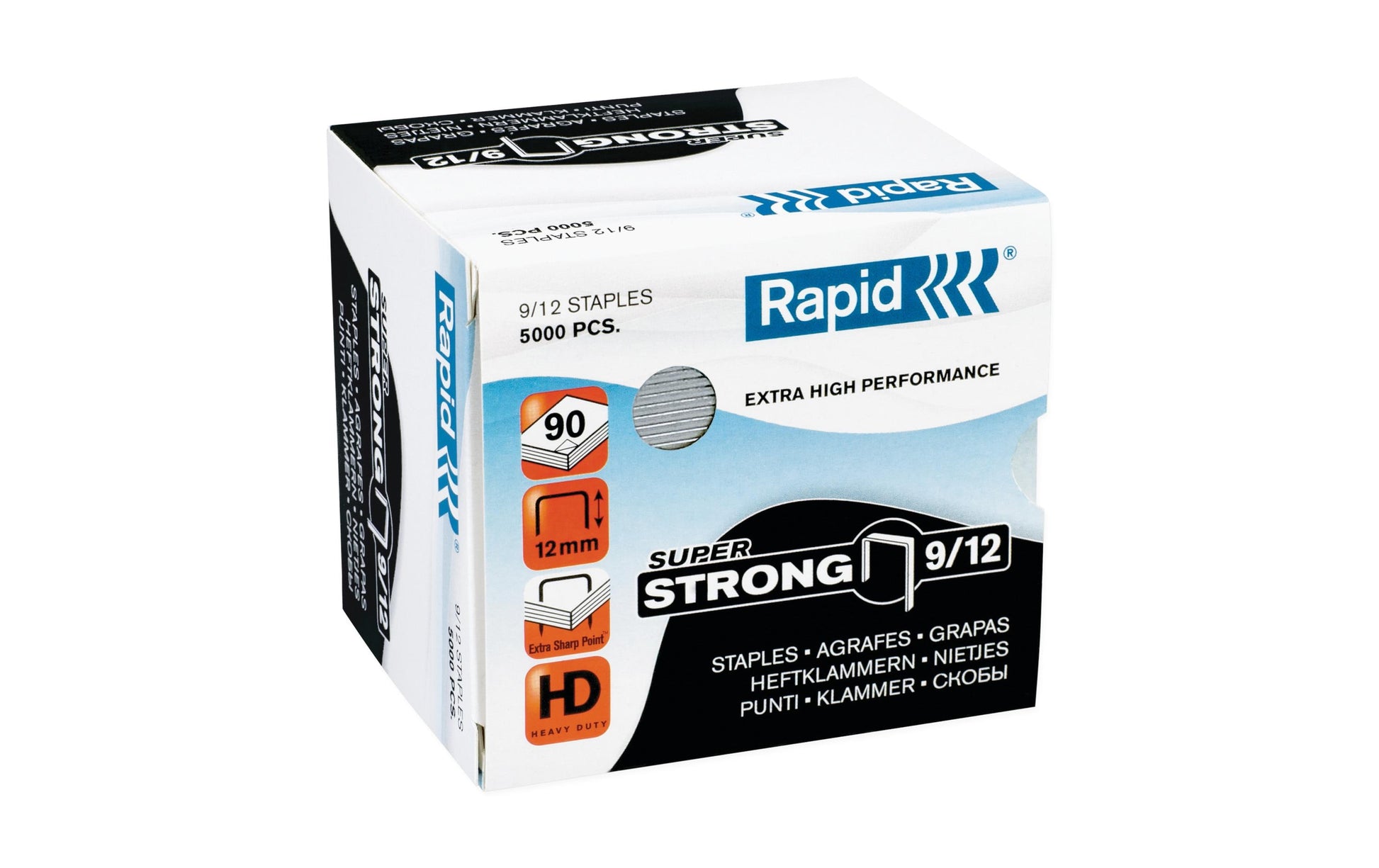 Rapid Heftklammern – für Rapid HD9, HD49, HD70 und andere – 12 mm – Metall, silber – 5000 Stück