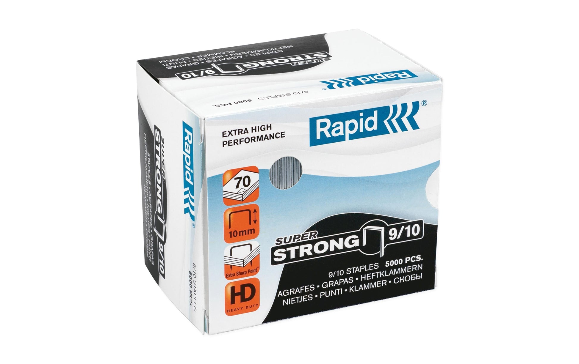 Rapid Heftklammern – 10 mm, 70 Blatt – Metall, silber – 5000 Stk.