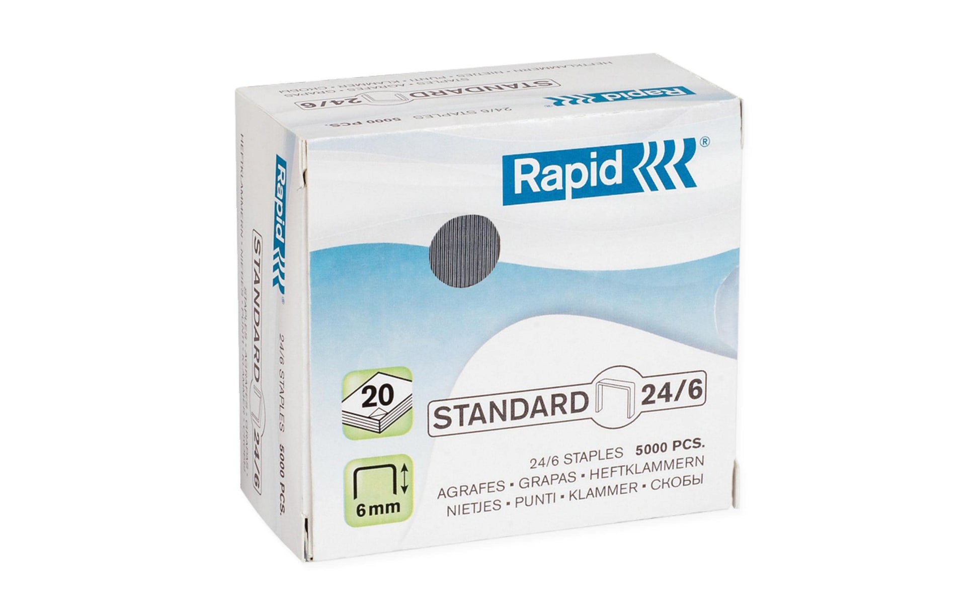 Rapid Heftklammern – 24/6, 20 Blatt, 5’000 Stück, verzinkt