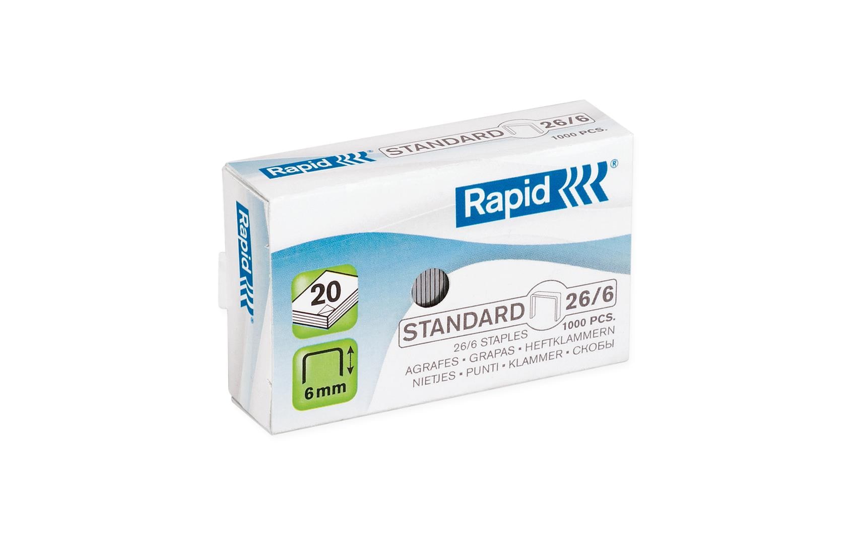 Rapid Heftklammern 26/6 – 6 mm – Metall, silber – 1000 Stk.