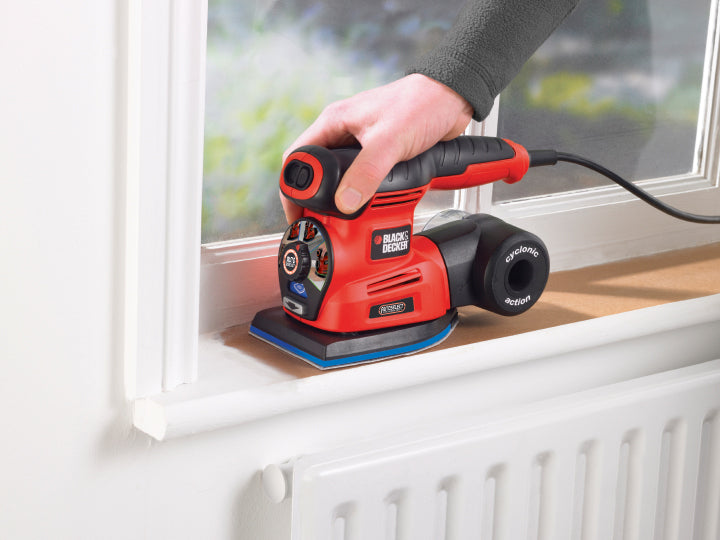 Black & Decker Multischleifer KA280K – 220 W – Klettfix, Ø 125 mm – 2 Stufen