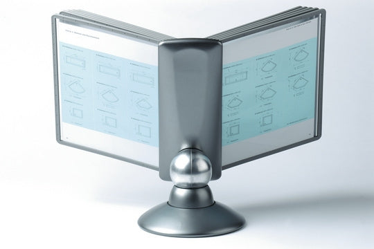 Durable Sichttafelhalter SHERPA motion – für A4 – 10 Tafeln – Hochformat – Tisch/Bank – Graphit
