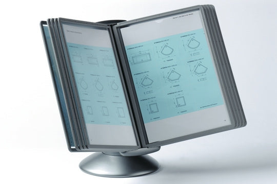 Durable Sichttafelhalter SHERPA motion – für A4 – 10 Tafeln – Hochformat – Tisch/Bank – Graphit
