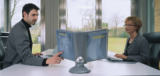 Durable Sichttafelhalter SHERPA motion – für A4 – 10 Tafeln – Hochformat – Tisch/Bank – Graphit