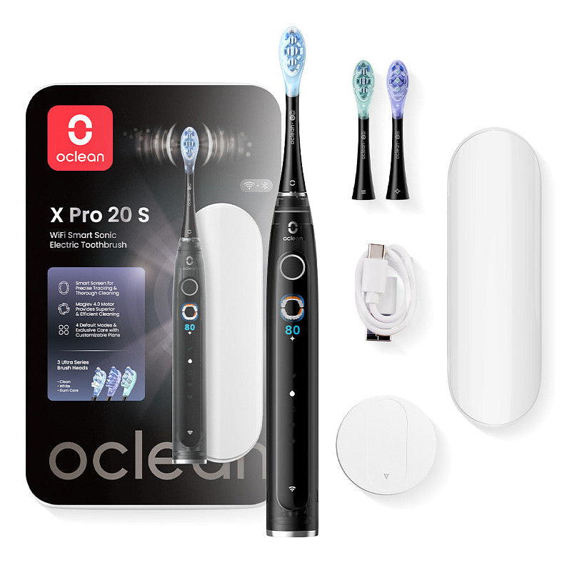 Oclean Schallzahnbürste X Pro 20 – 3 Bürstenköpfe, Schwarz