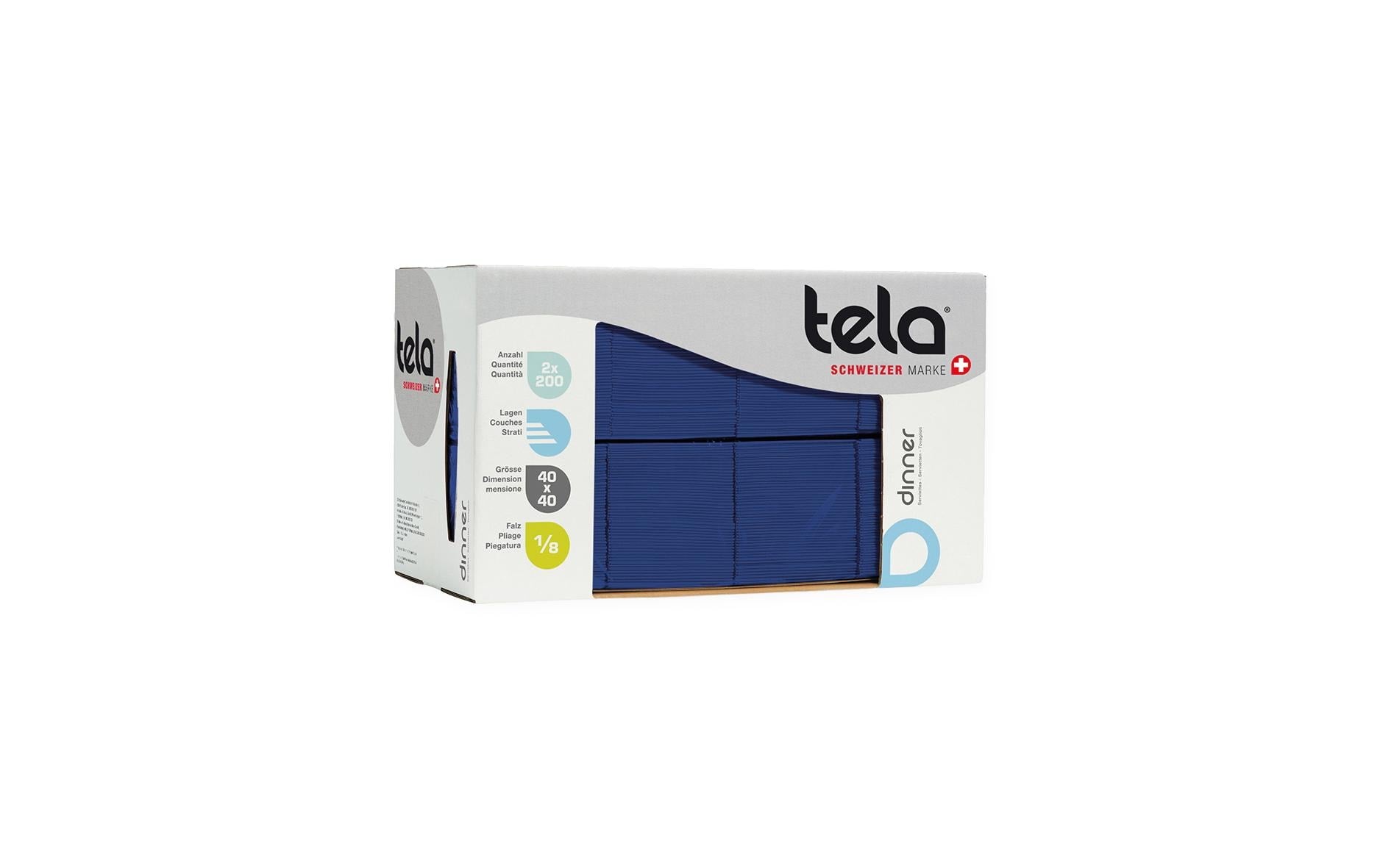 Haushaltsware Tela Servietten Guestline Dinner, Papier, 40 × 40 cm, Dunkelblau – FSC – 400 Stk.