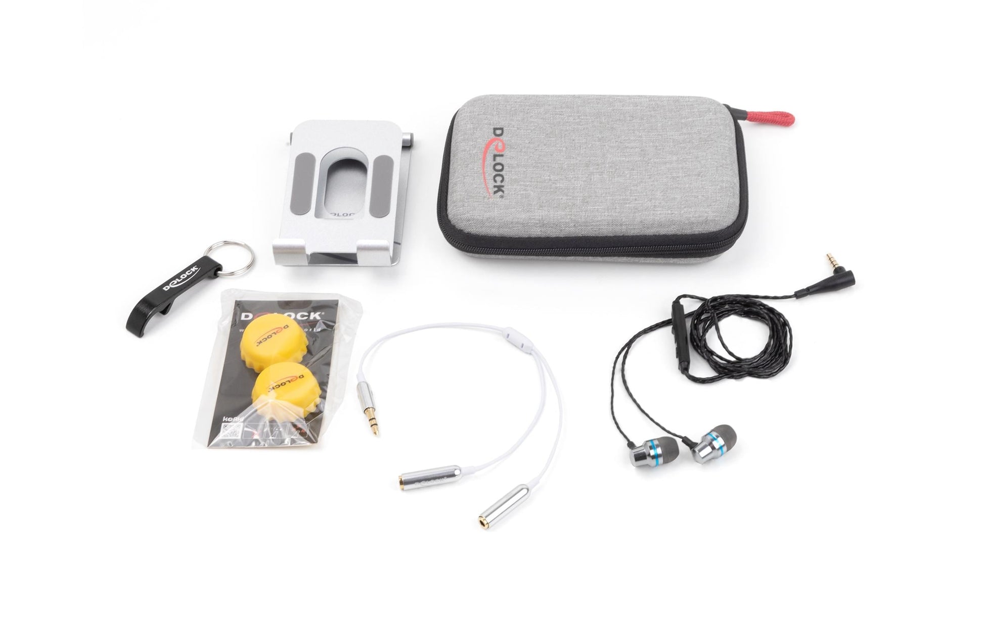 DeLOCK Travel Kit 1 Sound Edition In-Ear Headset – 3,5 mm Klinke, Grau