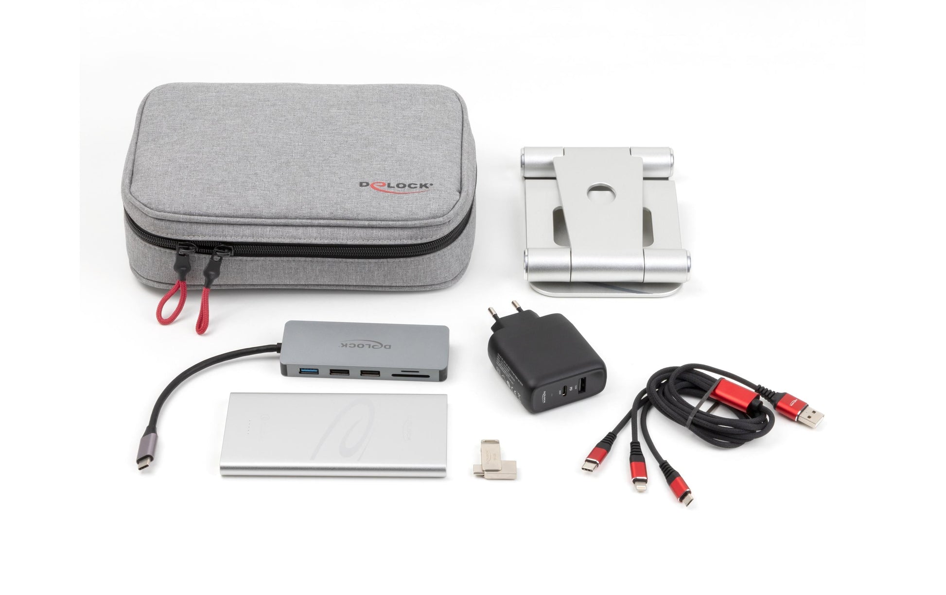 DeLOCK Travel Kit 5 Tablet Edition Zubehörtasche – für Tablets bis 12", silber
