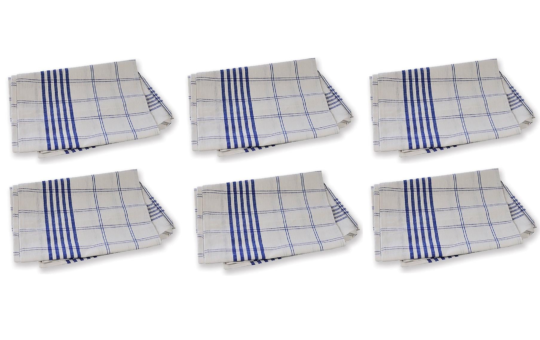Haushaltsware Geschirrtuch Halbleinen – Blau – 45 × 85 cm – Baumwolle – 6er-Set